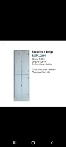 Armário guarda volumes 04 portas longa