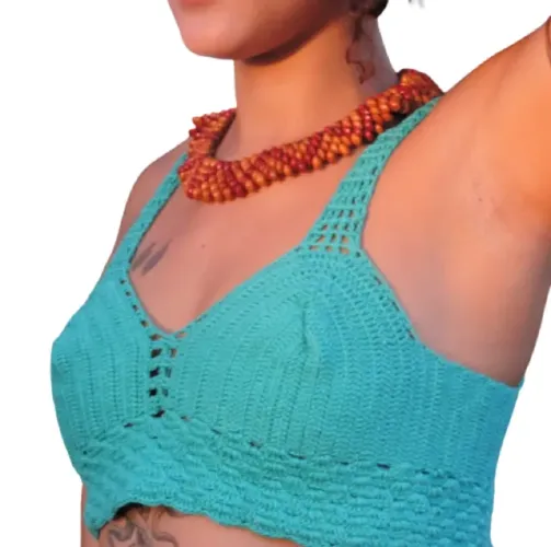 NOVO = cropped crochê P - turquesa