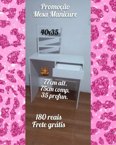 Mesa para Manicure 40x35 Branca
