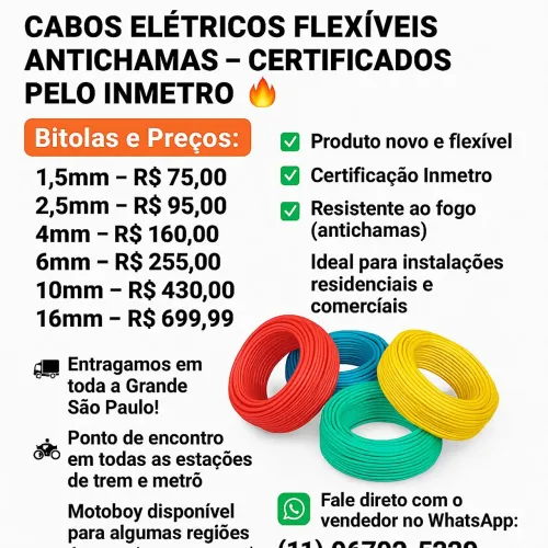 Cabos Elétricos Flexíveis Antichamas Certificados
