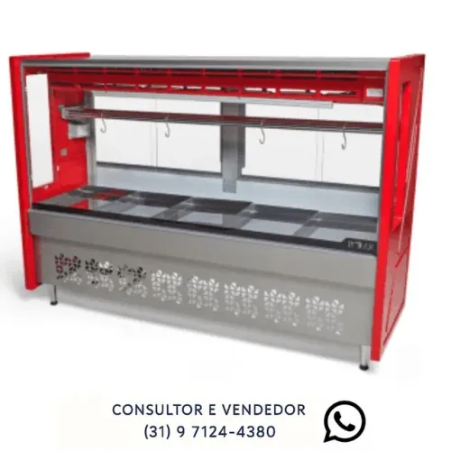 Balcão de Açougue Vermelho 1,75M Novo 220v Polar