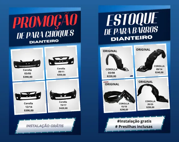 Promoção de Para-choques e Para-barros Dianteiros Corolla ( ORIGINAL )
