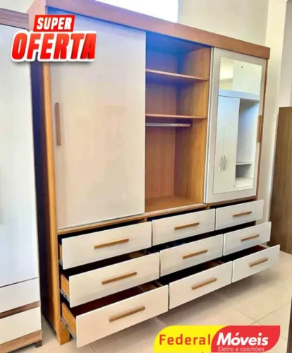 Guarda Roupa Sem Espelho 3 Portas (A PRONTA ENTREGA)