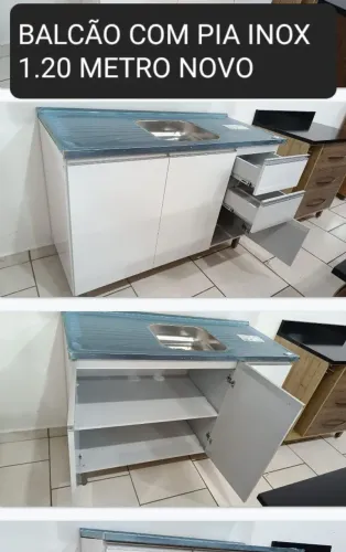 Balcão com pia inox novo branco garantia promoção entrego 