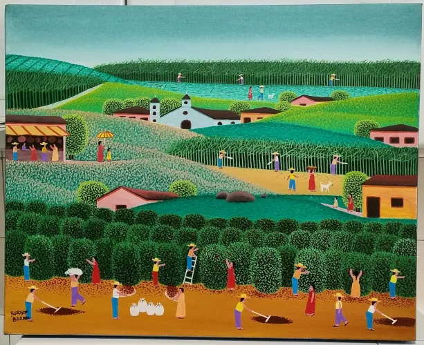 Robson barros tema colheita de café medida 50x40 