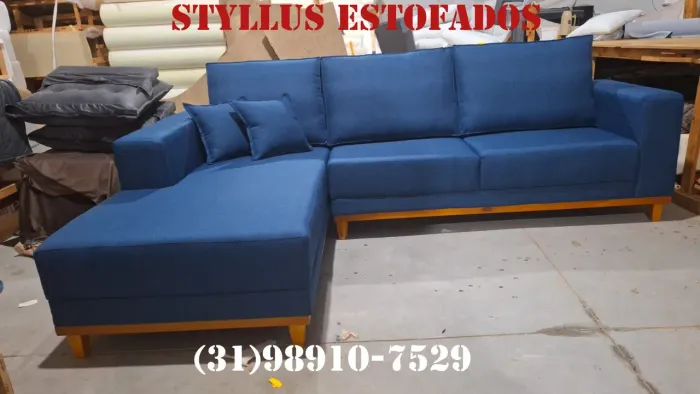 Sofá de canto base de madeira de luxo 