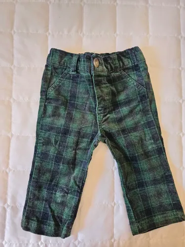 Calça veludo xadrez verde para bebê