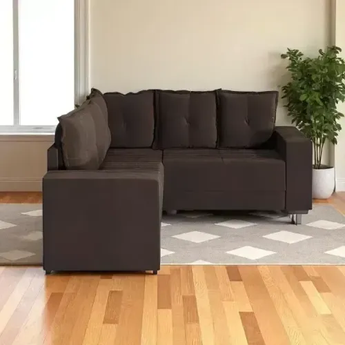 Sofá de canto elegance plus marrom