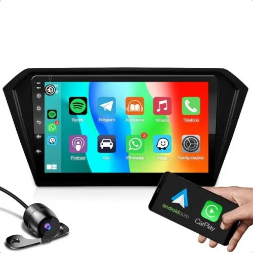 Kit Central Multimidia Carplay Espelhamneto + Moldura 9 Pol