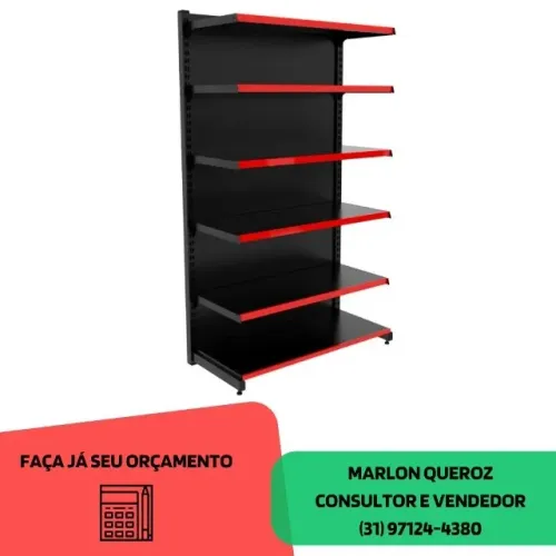 Gondola de Aço Preta 1,96 30x40 Parede