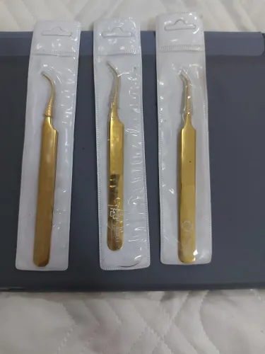 Pinça para cílios postiços kit com 3 unidades