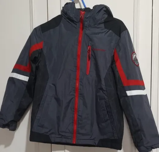 Casaco infantil Weatherproof Ski Snowboarding cinza e vermelho