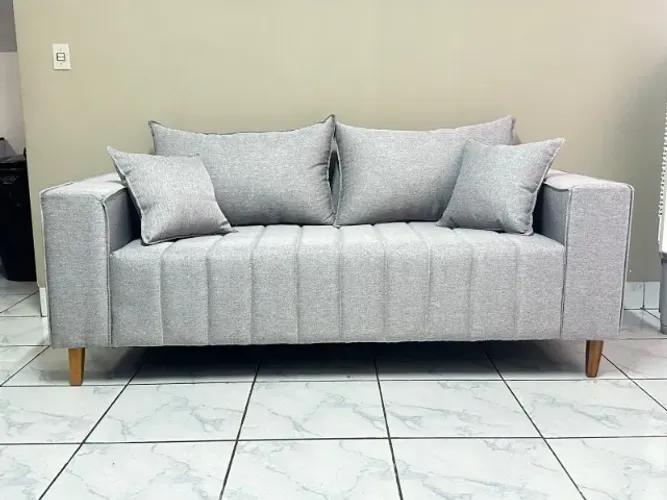 Sofá Life 2,0m Linho com Almofadas Direto da Fabrica Promoção