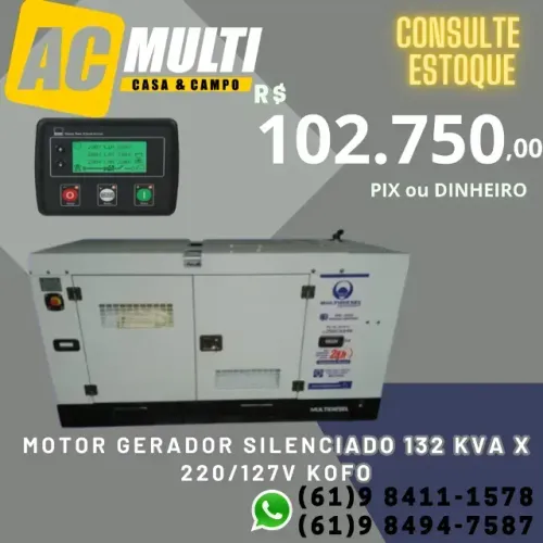 Big Motor gerador silenciado 132 KVA X 220/127V kofo