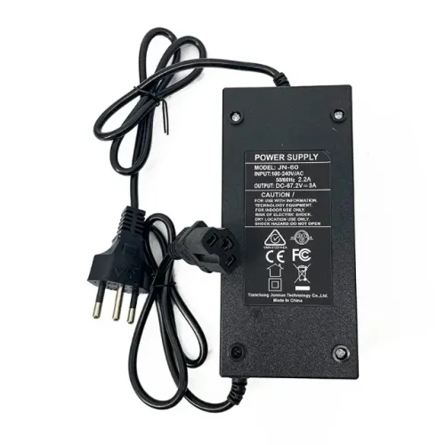carregador de bateria moto bicicleta bivolt dc-67.2v 2a jn-67 sem ventilador