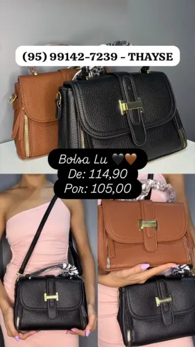 Bolsa Feminina Lu Modelo Dual Elegance Mão e Ombro Marrom ou Preto Moderna com Alça