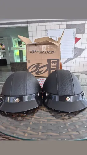 CAPACETE COURO COQUINHO PRO TORK CUSTOM BIKE MOTO na CAIXA