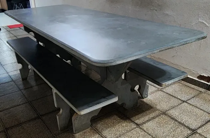 Mesa Ardósia Jantar c/ 2 Bancos de Ardósia 