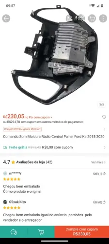 Painel e módulo Ford Ka 2017 18