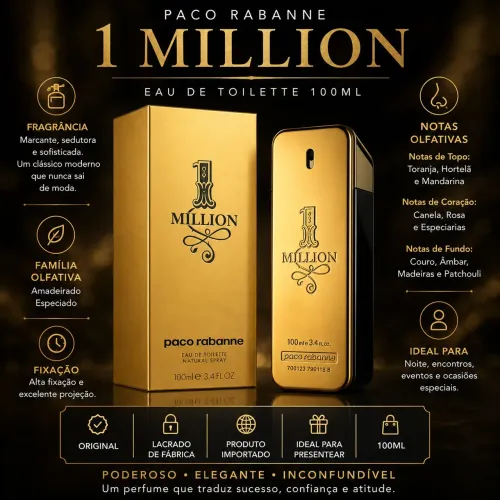 ONE MILLION MASCULINO 100ML ? ORIGINAL E LACRADO