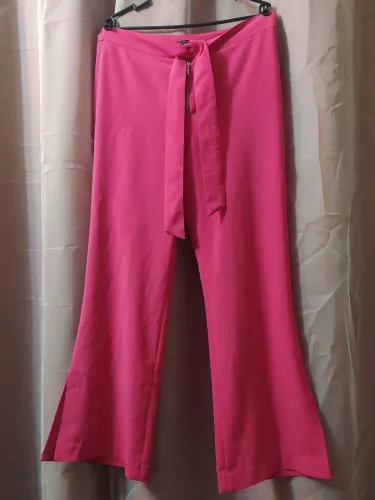 Calça social feminina rosa pink semi nova brechó desapego elegante Tam 38