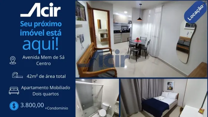Apartamento com 2 quartos para alugar, 42m² por R$ 3.800,00/mês - Centro - Rio de Janeiro/