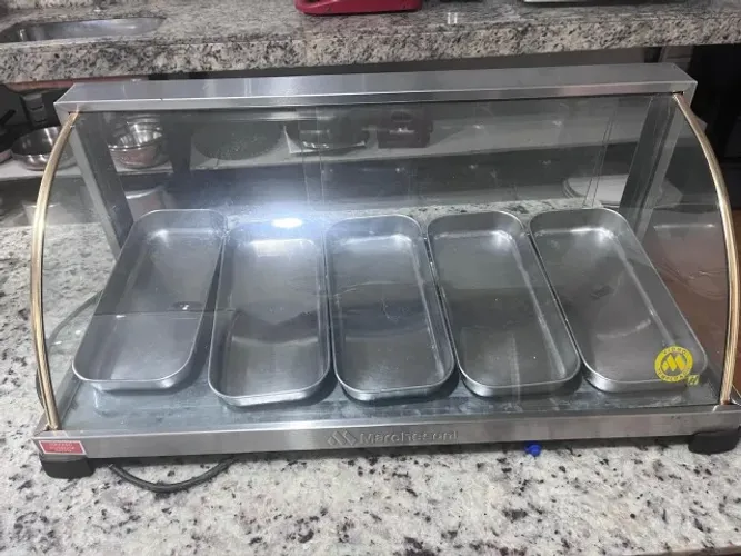 Estufa Para Salgado 5 Bandejas Vitrine Expositor Ouro Curva MARCHESONI