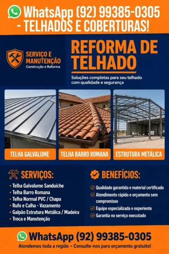 Telha galvalume telhado trocar de telhado manutenção reforma rufo calha