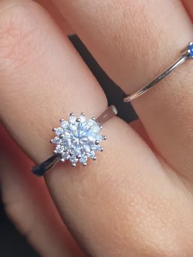 Anel regulável prata 925 moissanite