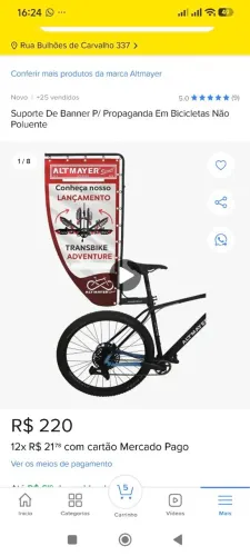 Suporte Banner para Propaganda em Bicicleta