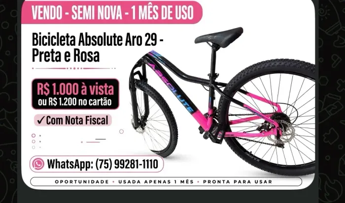 Vendo bicicleta nova com nota fiscal