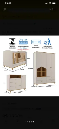 Quarto Infantil Completo (Guarda-roupa + Cômoda) Ótimo Estado