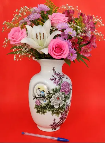 Vaso de porcelana estilo oriental chinês