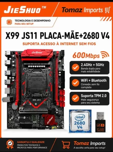 Placa mãe X99 JS11 + Processador Xeon 2680 V4 [Novo com garantia e Nota Fiscal]