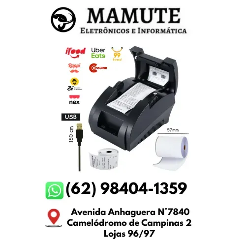 Impressora Termica Pos Cupom Nao Fiscal 58mm USB PC Tickts Pc Bivolt Bobinas Térmicas