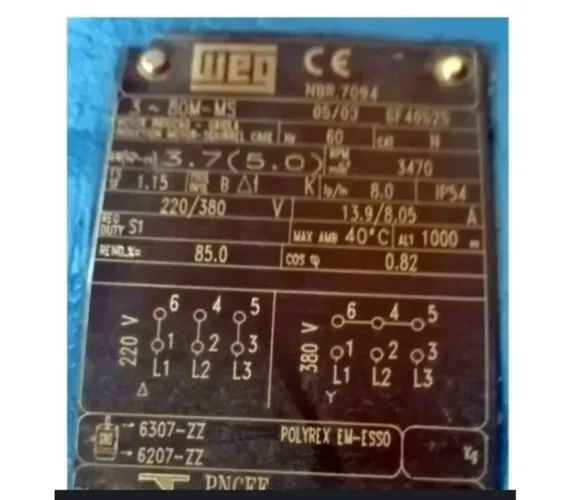 Motor weg 5 cavalos 220/380