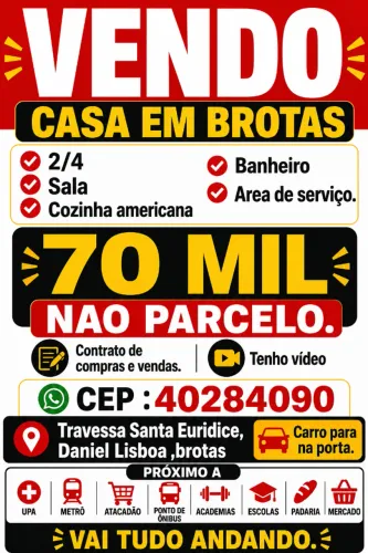 Venda Casa 2/4 em Brotas frente de rua
