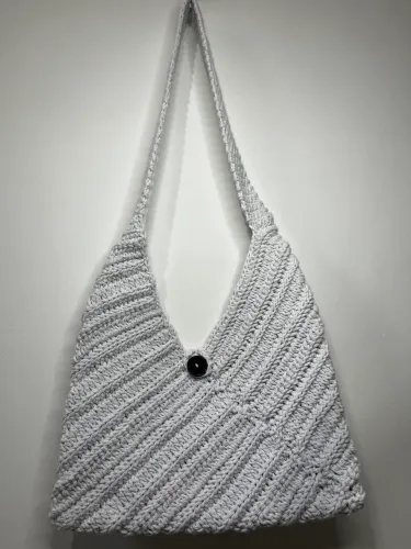 PRONTA ENTREGA Bolsa Branca em Crochê Barbante Moda Acessório Feminina