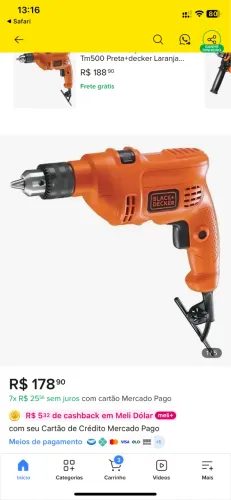 Furadeira BLACK+DECKER nova 127V