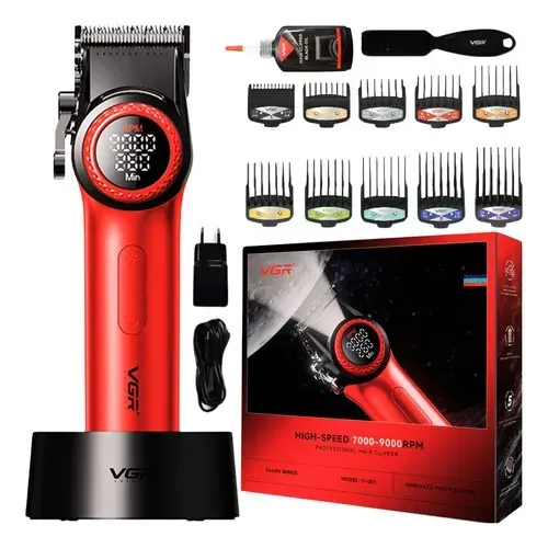 Maquina De Cortar Cabelo VGR V-001 Motor 9.000 RPM - Vermelha