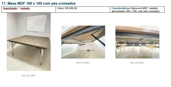 11. Mesa MDF 160 x 160 com pés cromados