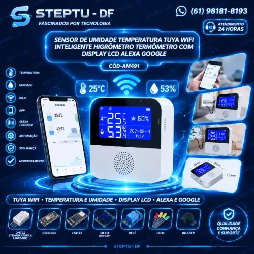 Sensor Wifi De Umidade Temperatura Tuya Inteligente Higrômetro Termômetro Com Di COD-AM491