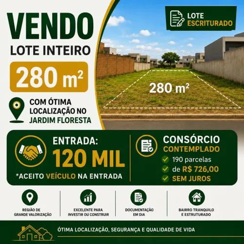 Lote inteiro Jardim Floresta Rio Verde/GO entrada + parcelas