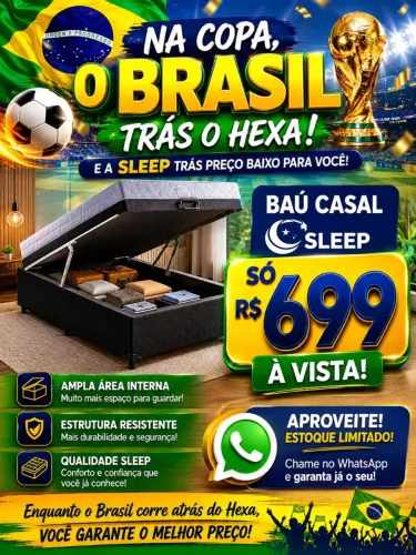 Base cama box com baú sleep casal 