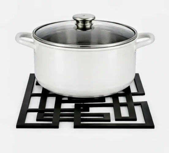 Kit Descanso de Panela em MDF Preto - Kit com 4 unidades