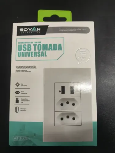Tomada De Parede Usb 4x2 Universal Bivolt Carregador - Branco