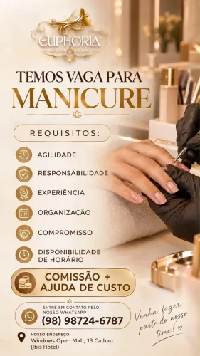 VAGA PARA MANICURE!!