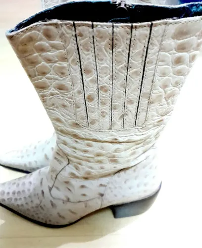 Bota Country Arzon Off-White Croco Couro Legítimo - Tam. 35