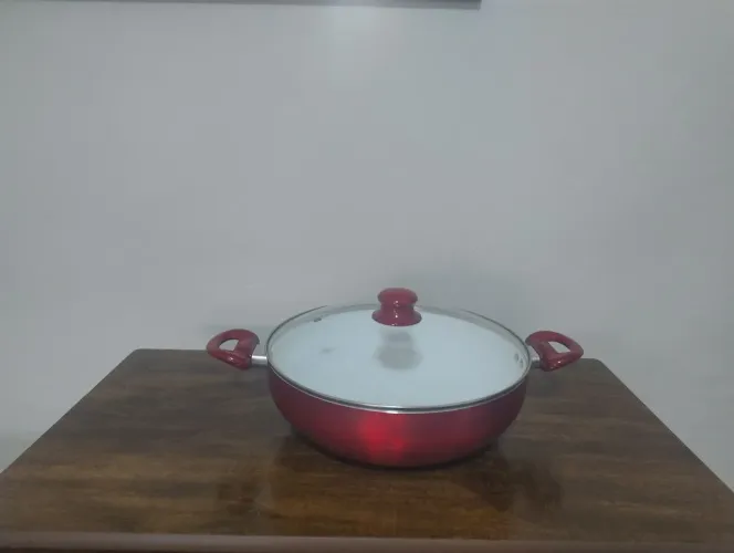 Panela Frigideira Funda Cerâmica Vermelha 30cm Com Tampa