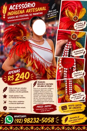 Acessório Artesanal Indígena - Festival de Parintins | R$ 240